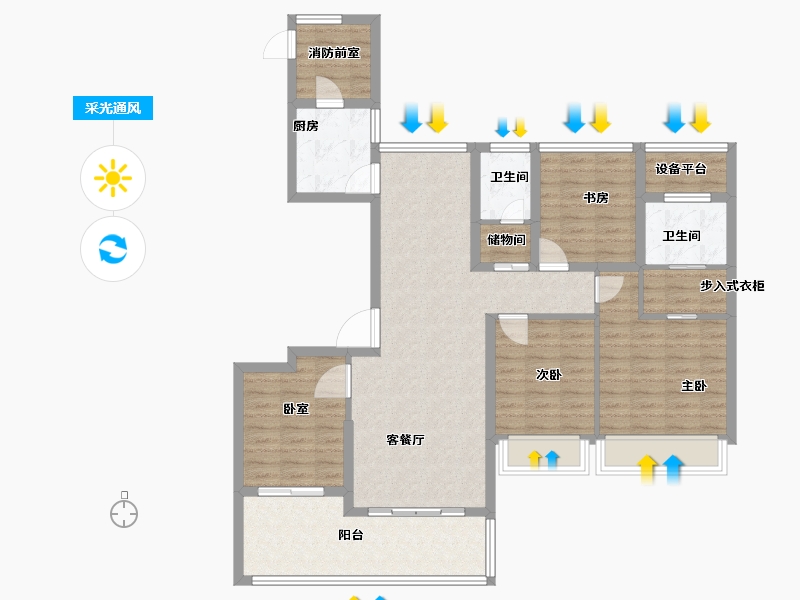 浙江省-宁波市-融信宋都南山府-107.83-户型库-采光通风