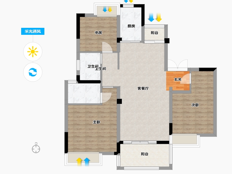 江西省-九江市-宝梁城-95.30-户型库-采光通风