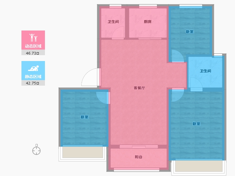 山东省-济南市-龙湖龙誉城-80.16-户型库-动静分区