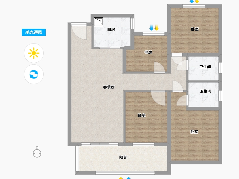 安徽省-合肥市-大富鸿学府-104.00-户型库-采光通风