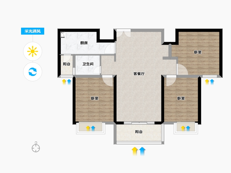 福建省-泉州市-南安明发国际城-93.39-户型库-采光通风