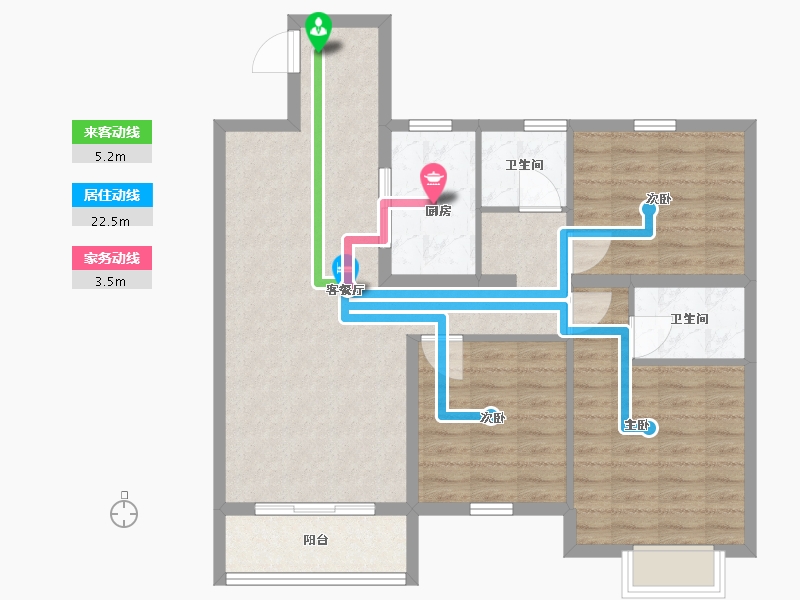 江苏省-泰州市-天逸华府-88.78-户型库-动静线