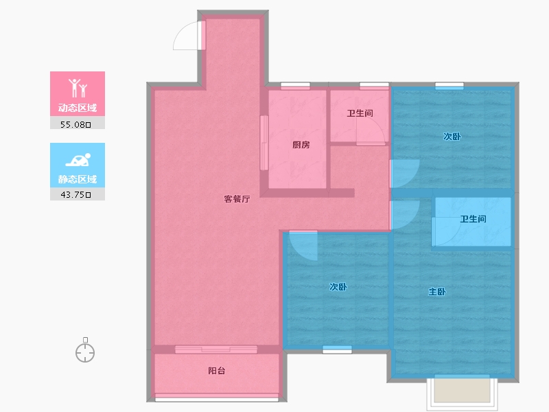 江苏省-泰州市-天逸华府-88.78-户型库-动静分区