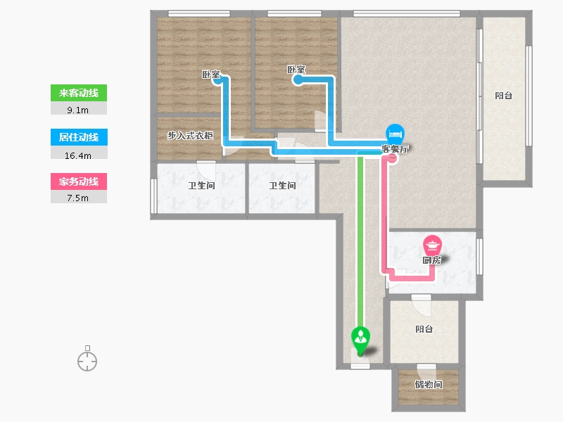 浙江省-杭州市-重庆来福士住宅-138.06-户型库-动静线