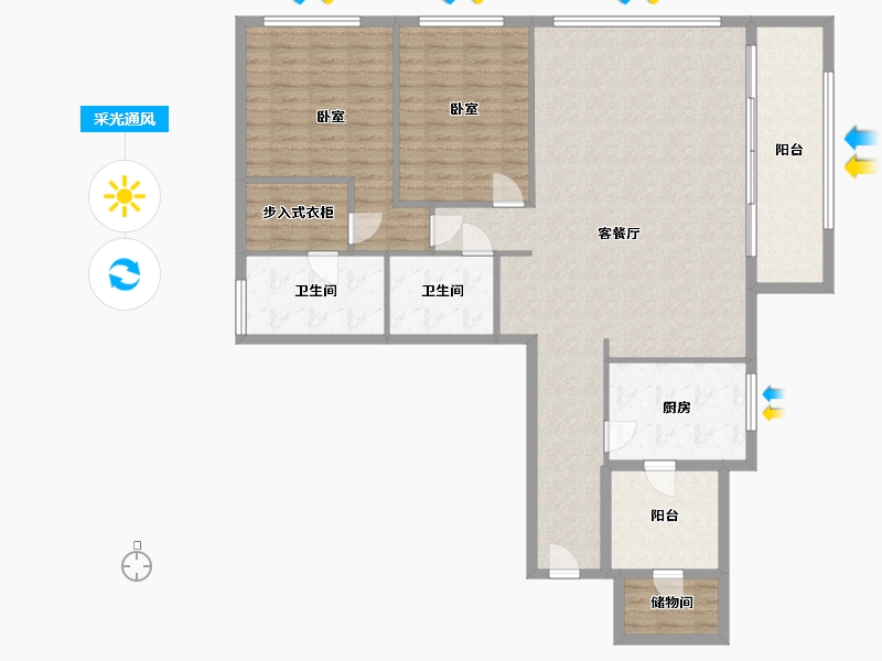 浙江省-杭州市-重庆来福士住宅-138.06-户型库-采光通风