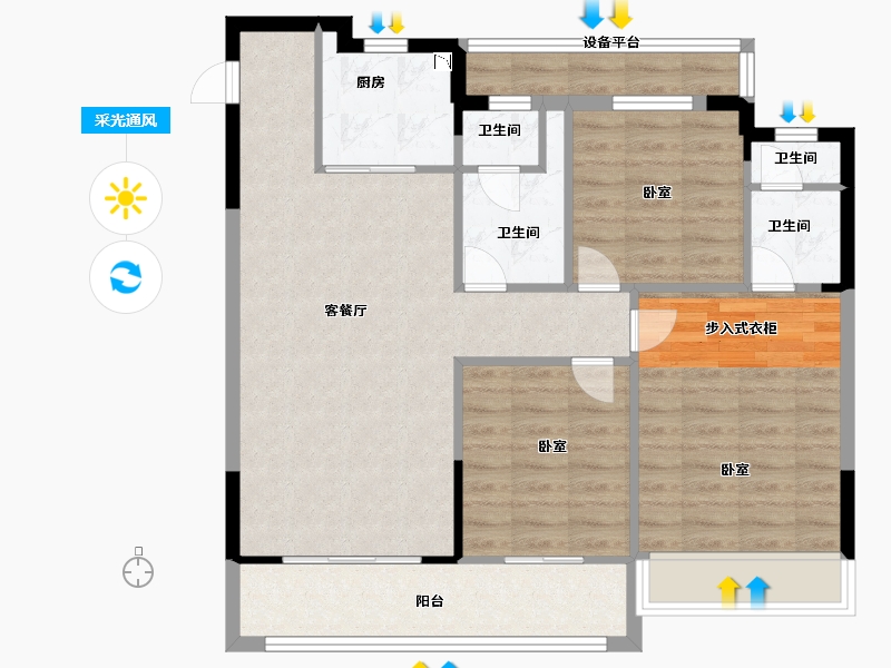 浙江省-温州市-外滩尚品-90.00-户型库-采光通风