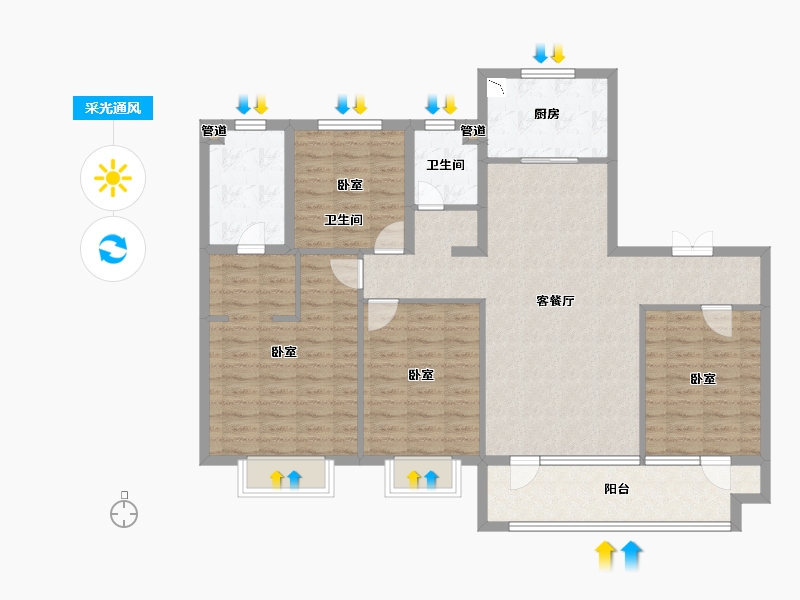 山东省-青岛市-旭辉银盛泰博观一品-117.62-户型库-采光通风