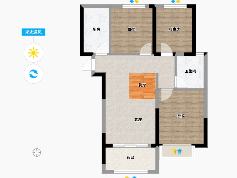 山东省-烟台市-紫微台-67.20-户型库-采光通风