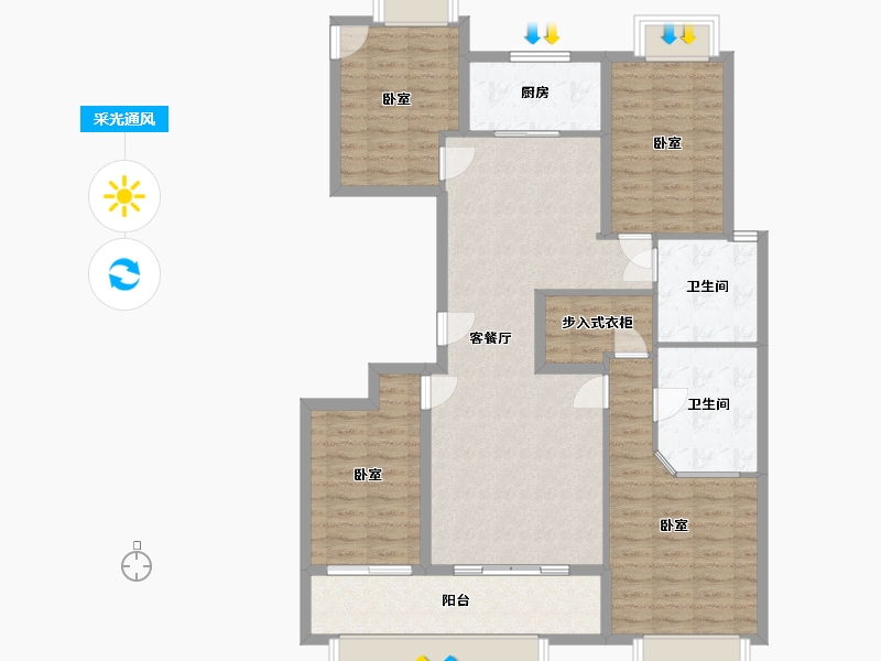 浙江省-杭州市-信达滨江壹品-115.94-户型库-采光通风