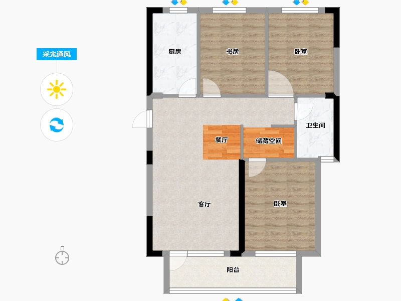 山东省-烟台市-紫微台-82.00-户型库-采光通风