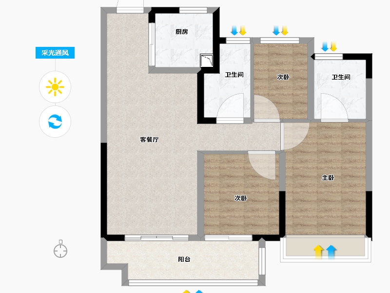 江苏省-徐州市-时代艺境-86.00-户型库-采光通风