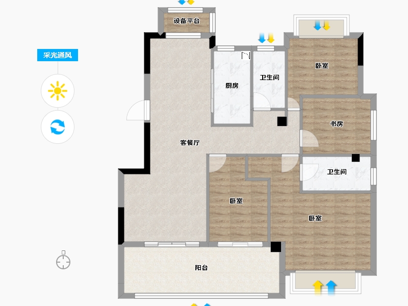 福建省-泉州市-中融天玺-113.96-户型库-采光通风