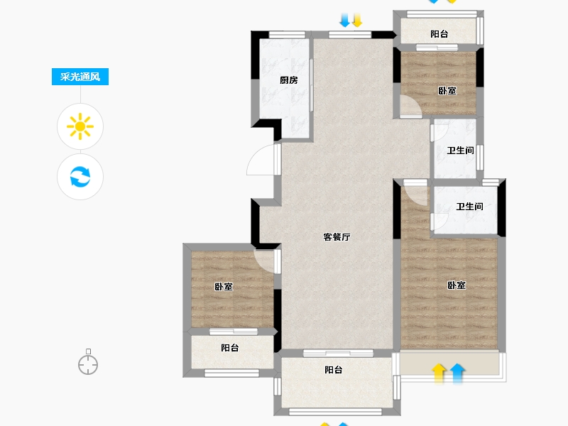 浙江省-金华市-中翼金报翡翠园-90.00-户型库-采光通风