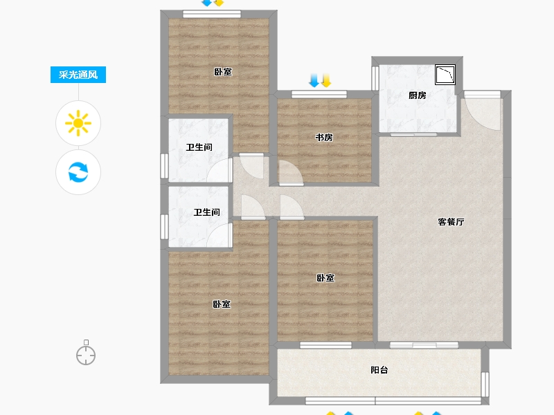 安徽省-合肥市-大富鸿学府-105.64-户型库-采光通风