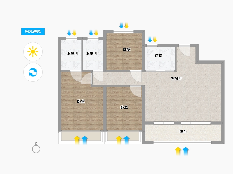 浙江省-温州市-国鸿·中央城-87.00-户型库-采光通风