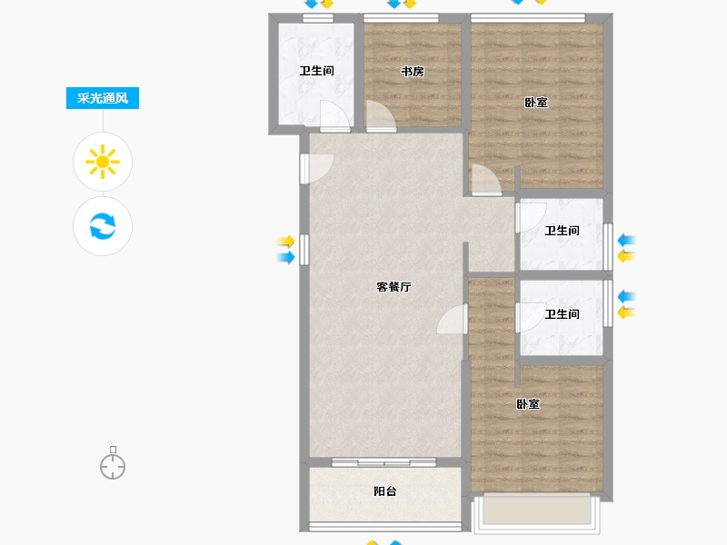 浙江省-杭州市-万固观澜府-92.77-户型库-采光通风