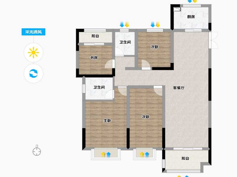 江苏省-泰州市-恒富城市之光-113.00-户型库-采光通风