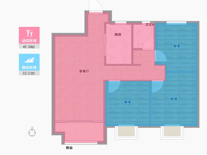 浙江省-杭州市-菱湖玉园-69.99-户型库-动静分区