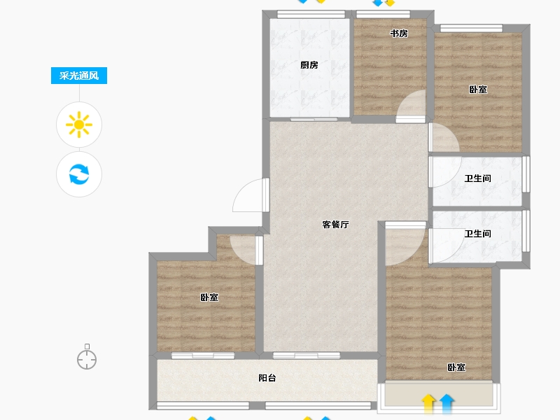 浙江省-舟山市-绿城·梧桐园-105.99-户型库-采光通风