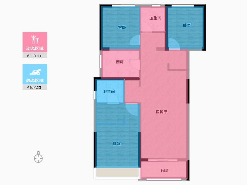 河南省-郑州市-银基国际旅游度假区-96.00-户型库-动静分区