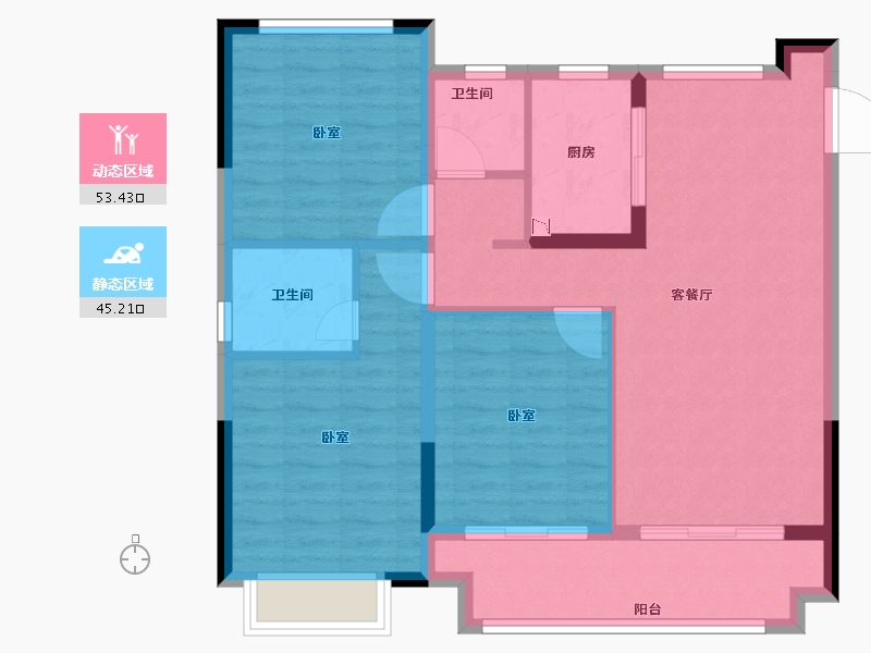 浙江省-宁波市-荣盛花语书苑-89.00-户型库-动静分区