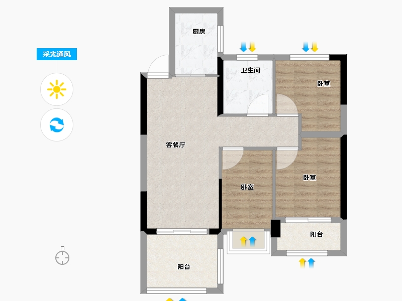 福建省-漳州市-瀚海五凤城-71.00-户型库-采光通风