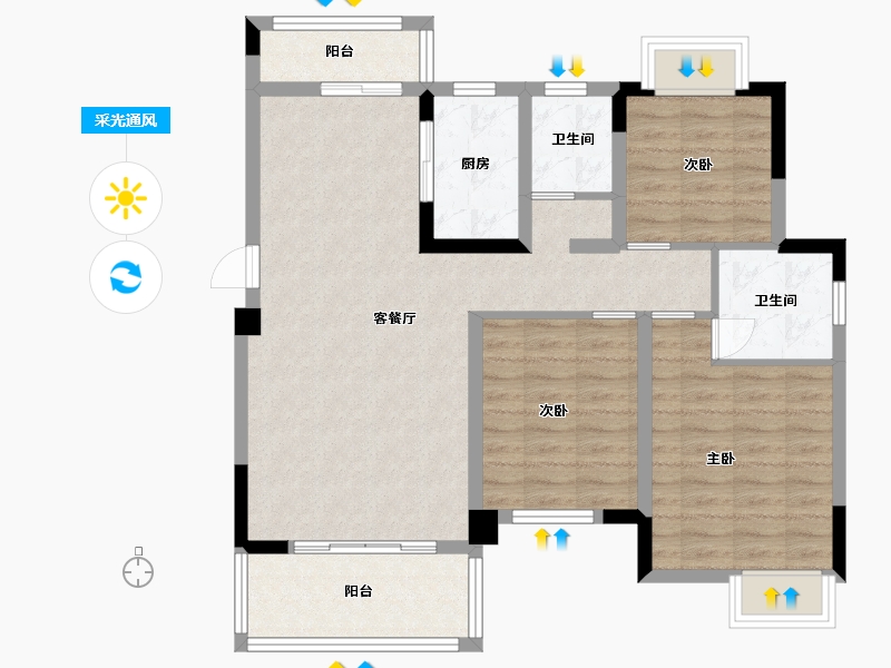 江西省-吉安市-庐陵·泰发茗城-90.41-户型库-采光通风