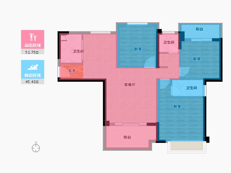 福建省-漳州市-格林兰锦-86.37-户型库-动静分区