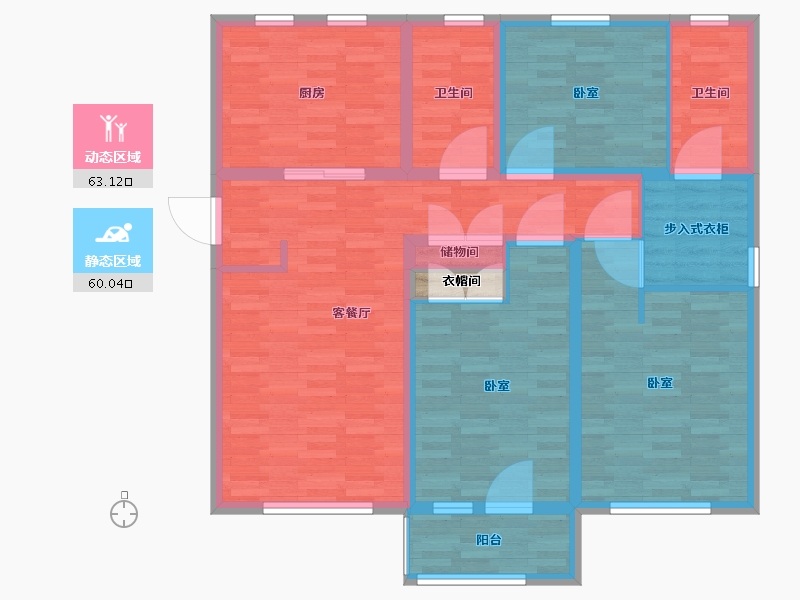 山东省-青岛市-禧竹雅园-111.30-户型库-动静分区