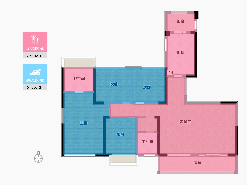 四川省-成都市-天府公园未来城一期-星幕-124.72-户型库-动静分区