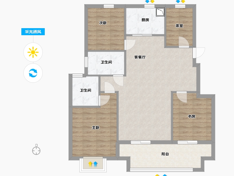 江西省-南昌市-国贸凤凰原-87.00-户型库-采光通风