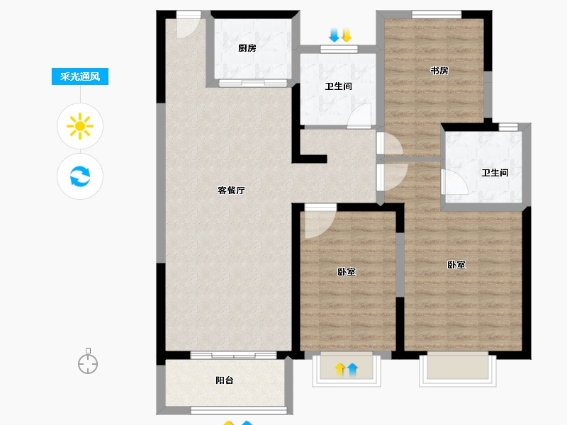 河南省-安阳市-嘉洲格林小镇-104.00-户型库-采光通风