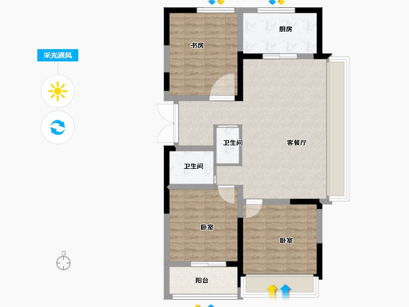 河南省-焦作市-亿祥亲亲里-85.80-户型库-采光通风