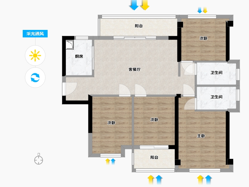 福建省-福州市-永泰外滩1号-92.00-户型库-采光通风