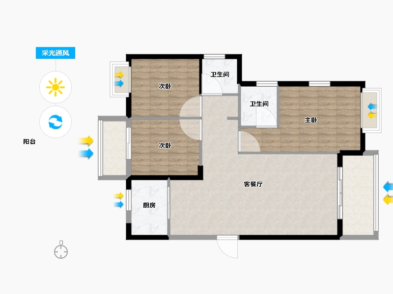 福建省-南平市-太阳名郡-100.99-户型库-采光通风