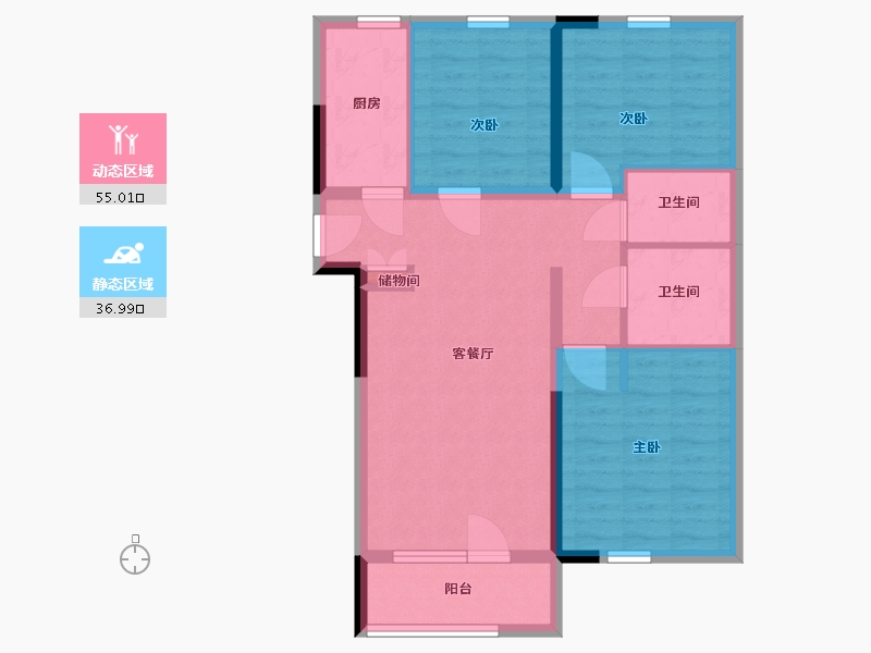 山东省-青岛市-禧竹雅园-82.00-户型库-动静分区