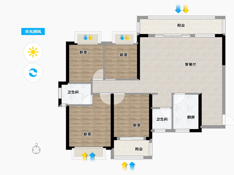 福建省-漳州市-瀚海五凤城-110.00-户型库-采光通风