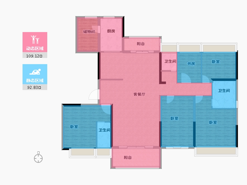 安徽省-淮南市-淮南碧桂园-184.35-户型库-动静分区