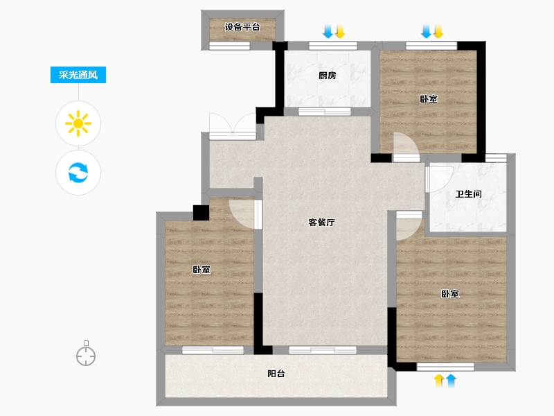 安徽省-合肥市-蓝城凤起巢鸣-86.02-户型库-采光通风