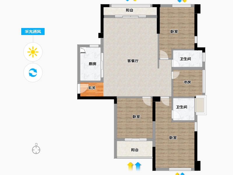 福建省-漳州市-平和御龙湾-118.54-户型库-采光通风