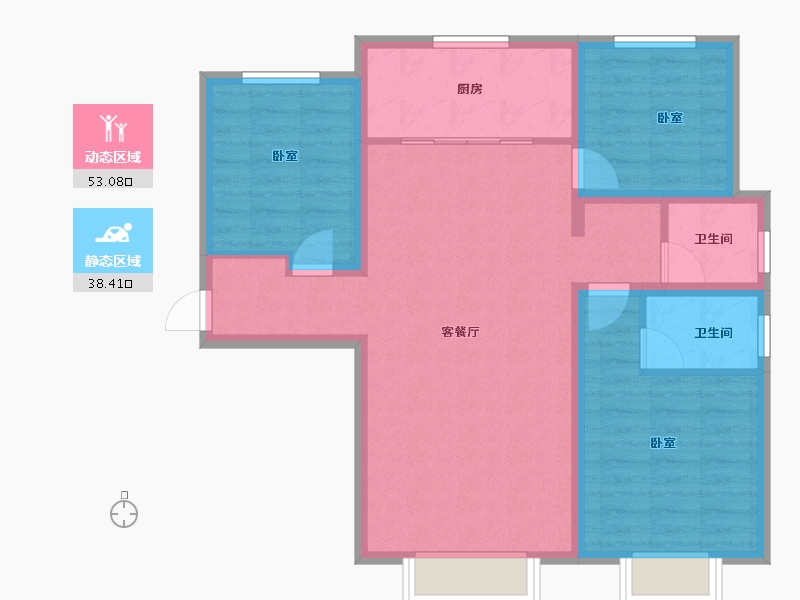 新疆维吾尔自治区-乌鲁木齐市-学府华庭-81.72-户型库-动静分区