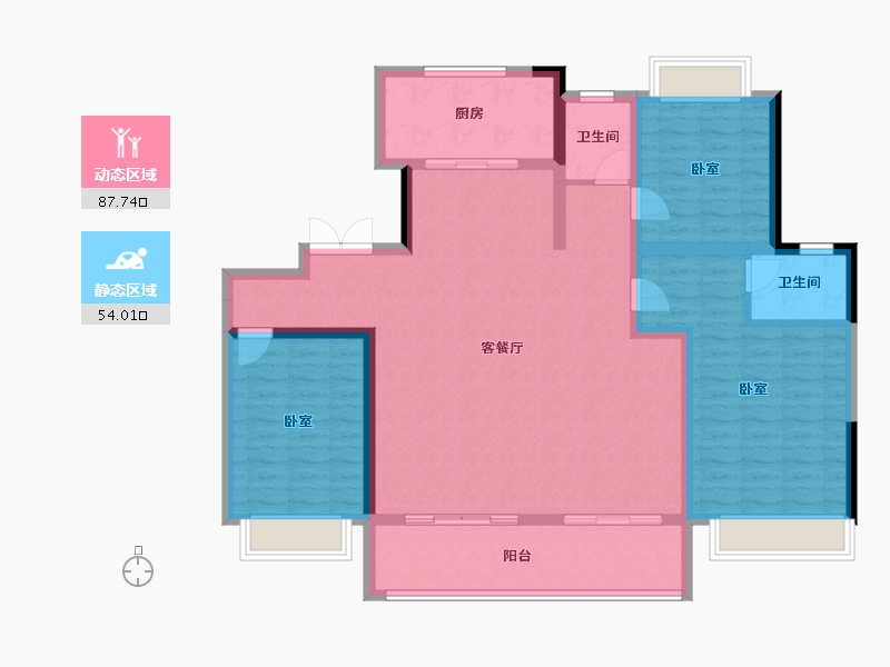 安徽省-淮南市-山南国宾府-128.78-户型库-动静分区