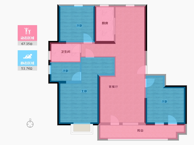 山东省-青岛市-万恒四季花城-108.00-户型库-动静分区