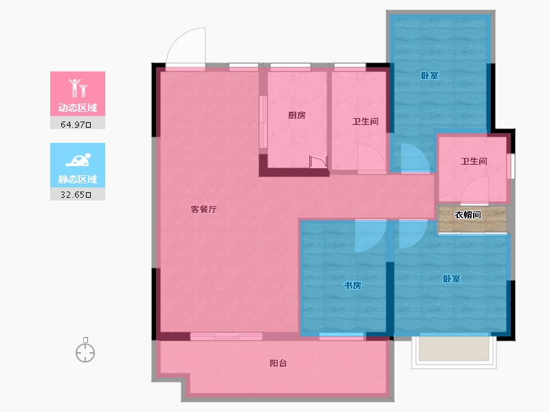 安徽省-合肥市-新华学府-89.04-户型库-动静分区