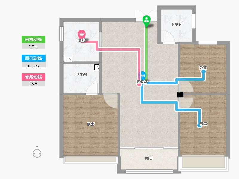 浙江省-绍兴市-勤业阳光龙庭-91.00-户型库-动静线