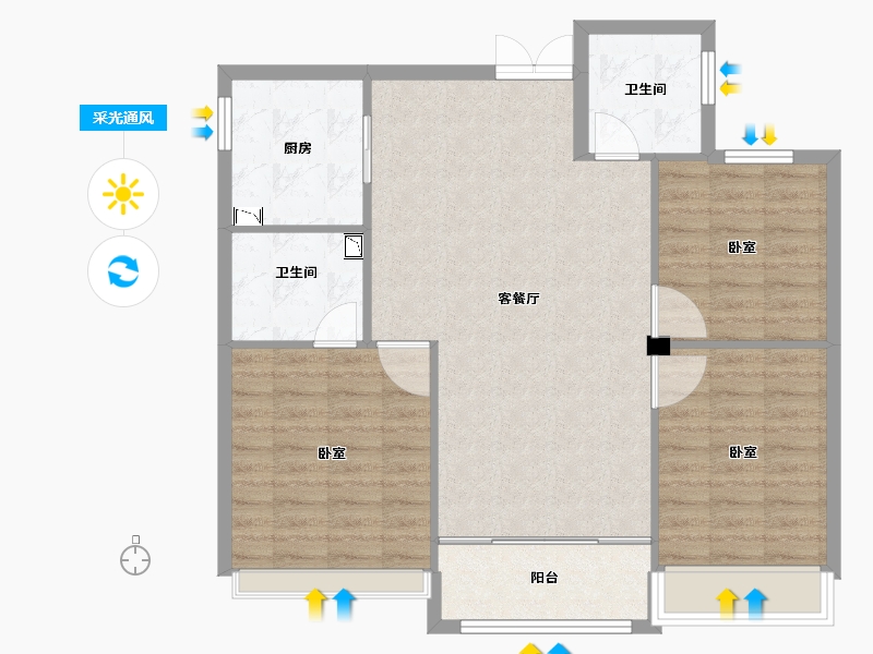 浙江省-绍兴市-勤业阳光龙庭-91.00-户型库-采光通风