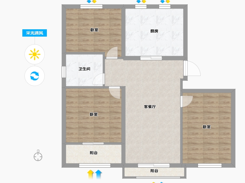 山东省-烟台市-天禧嘉园-81.00-户型库-采光通风