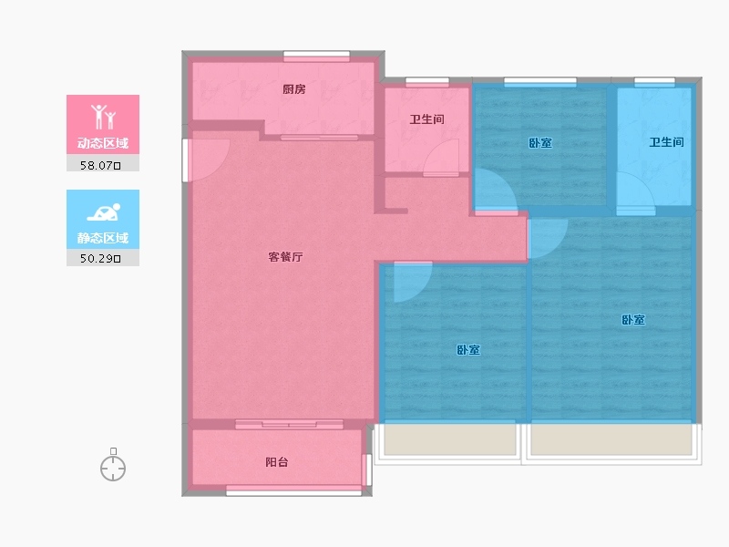 河南省-郑州市-郑北孔雀城-98.00-户型库-动静分区