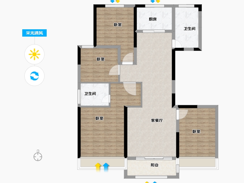 山东省-菏泽市-永泰和顺园-114.00-户型库-采光通风