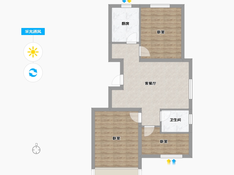 山东省-烟台市-长寿城-67.72-户型库-采光通风